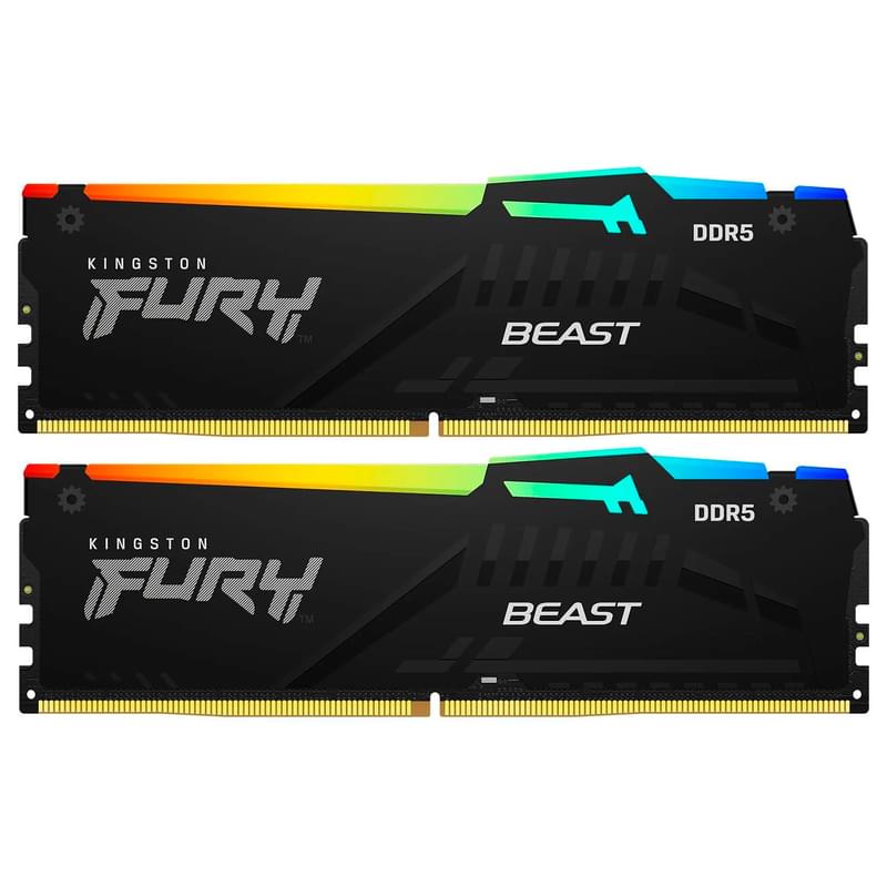 Оперативная память DDR5 DIMM 16GB(8GBx2)/5600MHz Kingston Fury Beast RGB (KF556C40BBAK2-16) - фото #0, Technodom.kz