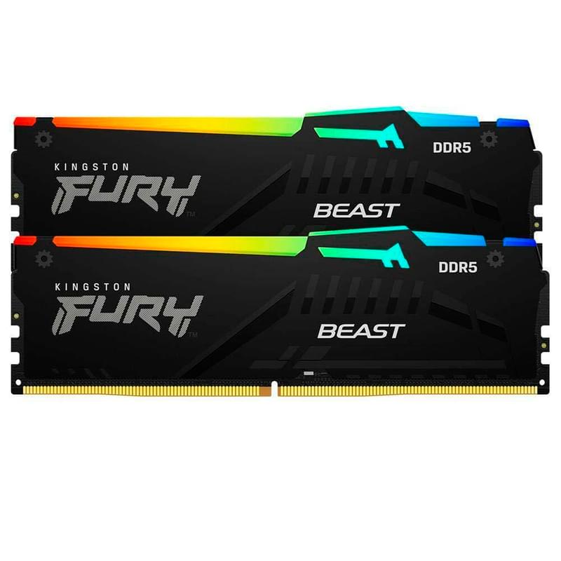 Оперативная память DDR5 DIMM 64GB(32GBx2)/5600Mhz PC5-44800 Kingston FURY Beast EXPO RGB (KF556C36BBEAK2-64) - фото #0, Technodom.kz