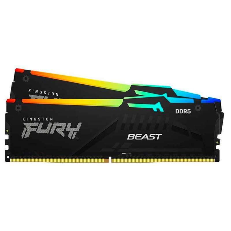 Оперативная память DDR5 DIMM 64GB(32GBx2)/5600Mhz PC5-44800 Kingston FURY Beast EXPO RGB (KF556C36BBEAK2-64) - фото #1, Technodom.kz