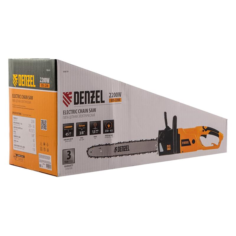 EDS-2200 шынжырлы электр арасы, 2,2кВт, көлденең,шинасы 45см, қадамы3/8, ойығы1,3мм, 62буын// Denzel - фото #1, Technodom.kz