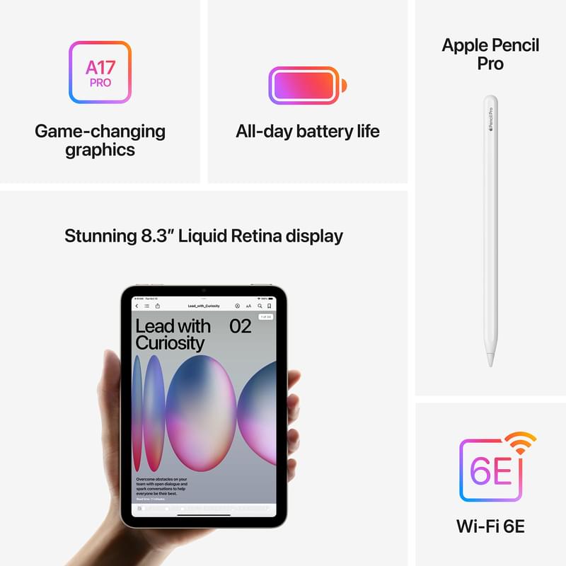 Планшет Apple iPad mini 8.3" 2024 Wi-Fi 256GB Space Grey (MXNA3) - фото #5, Technodom.kz