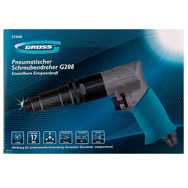 Шуруповерт пневматический Gross G208, 1/4", 17Нм, 700 об/мин (57448M) - фото #3, Technodom.kz