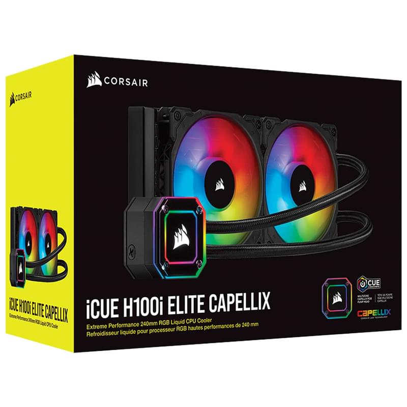 Система жидкостного охлаждения для CPU Corsair iCUE H100i 240 RGB ELITE BK (LGA1700/AM5) - фото #9, Technodom.kz