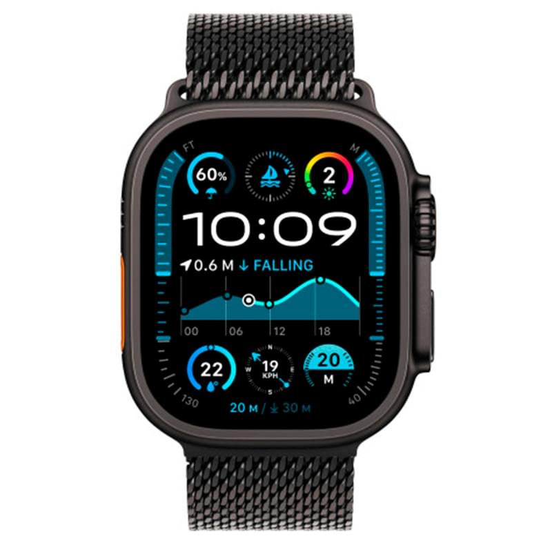 Смарт-часы Apple Watch Ultra 2 GPS + Cellular 49mm Black Titanium Case with Black Titanium Milanese (MX5U3) - фото #1, Technodom.kz