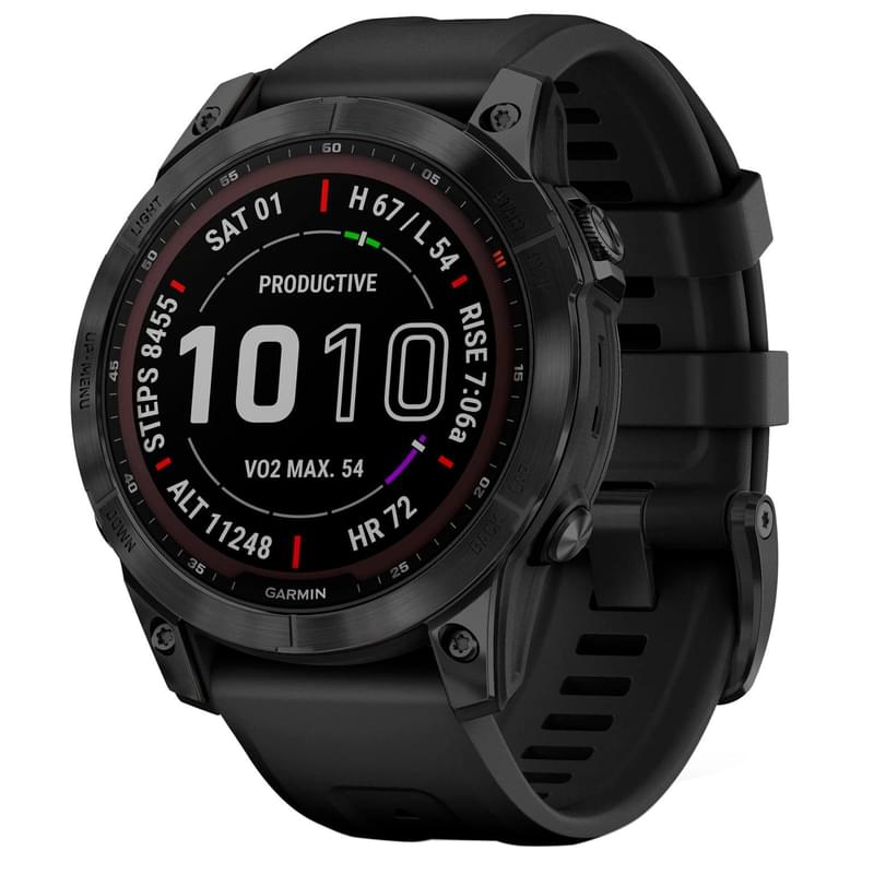 Смарт-часы Garmin Fenix 7 Sapphire Solar, Carbon Gray DLC Titanium with Black Band (010-02540-21) - фото #0, Technodom.kz