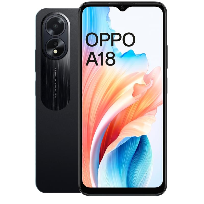 Смартфон OPPO A18 4/128GB Glowing Black - фото #0, Technodom.kz