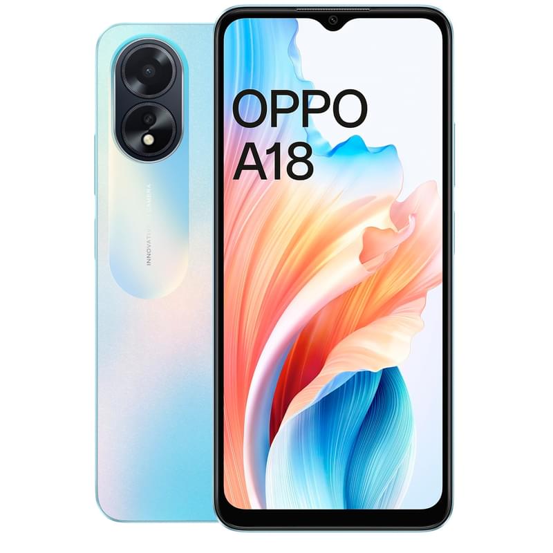Смартфон OPPO A18 4/128GB Glowing Blue - фото #0, Technodom.kz