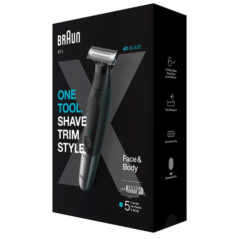 Braun XT5100 Series X сақал-мұрт пен денеге арналған гибридті триммері, 5 саптама, күміс түсті - фото #3, Technodom.kz