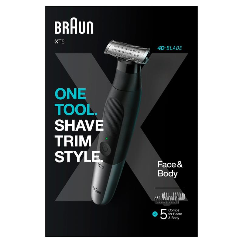 Braun XT5100 Series X сақал-мұрт пен денеге арналған гибридті триммері, 5 саптама, күміс түсті - фото #10, Technodom.kz