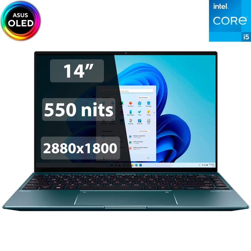 Ультрабук Asus Zenbook OLED i5 1135G7 / 8ГБ / 512SSD / 14 / Win11 / (UX5401EA-KN146W) - фото #0, Technodom.kz