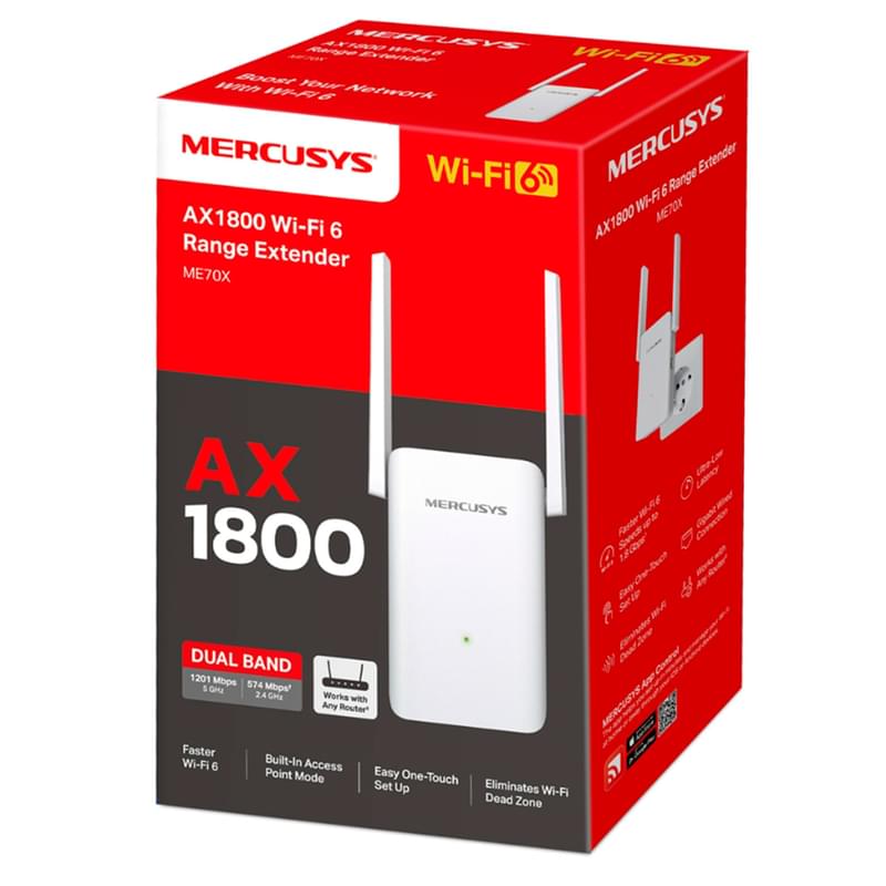 Универсальный усилитель беспроводного сигнала Mercusys ME70X, AX1800 (ME70X) - фото #2, Technodom.kz