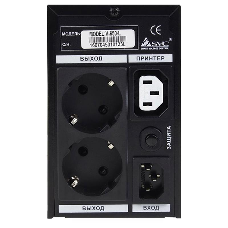 ИБП SVC, 650VA/390W, AVR:165-275В, 2Schuko, Black (V-650-L) - фото #2, Technodom.kz