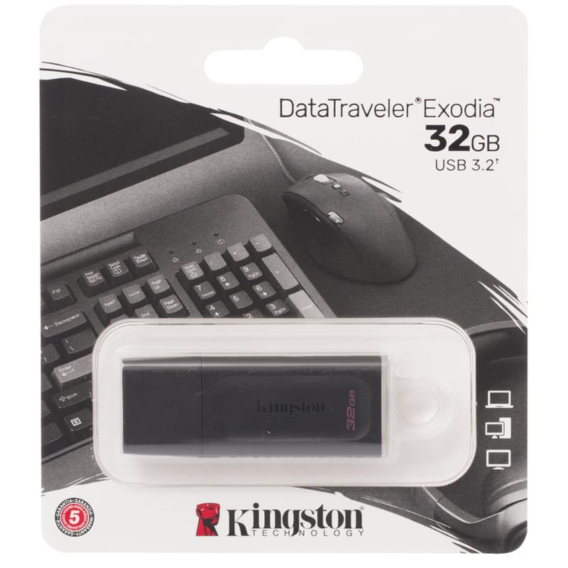 USB Флешкасы 32Gb Kingston USB 3.1 Gen 1 (USB 3.0) Black (DTX/32GB) - фото #1, Technodom.kz