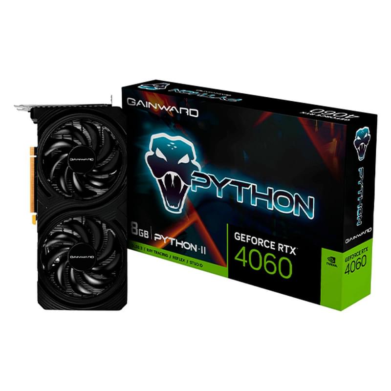 Видеокарта Gainward RTX 4060 PYTHON II 8GB 128bit/G6 (HDMI+3DP)[NE64060019P1-1070V] - фото #0, Technodom.kz
