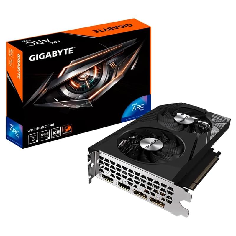 Видеокарта Gigabyte Intel Arc A310 WindForce 4GB 64bit/G6 (2xHDMI+2xDP)(GV-IA310WF2-4GD) - фото #5, Technodom.kz Видеокарта Gigabyte Intel Arc A310 WindForce 4GB 64bit/G6 (2xHDMI+2xDP)(GV-IA310WF2-4GD) - фото #5, Technodom.kz