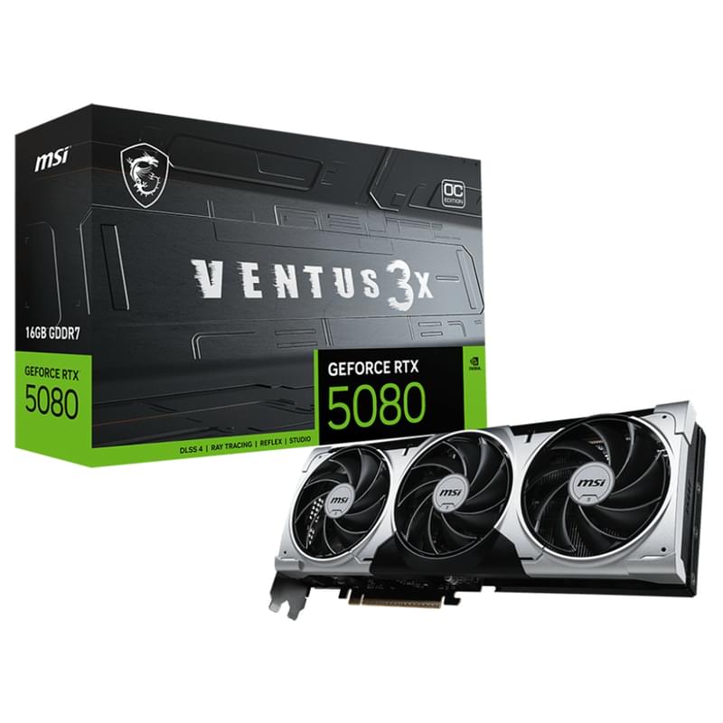Видеокарта MSI RTX 5080 VENTUS 3X OC PLUS 16GB 256bit/G7 (HDMI+3DP)[G5080-16V3CP] - фото #1, Technodom.kz