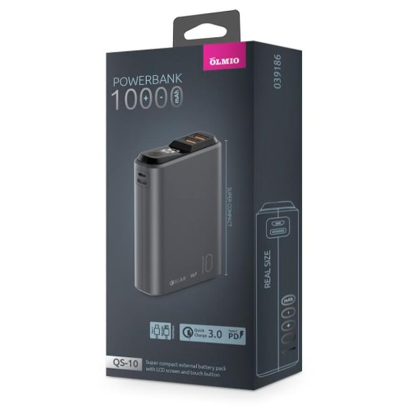 Внешний аккумулятор Olmio QS-10, 10000mAh, midnight (39185) - фото #1, Technodom.kz