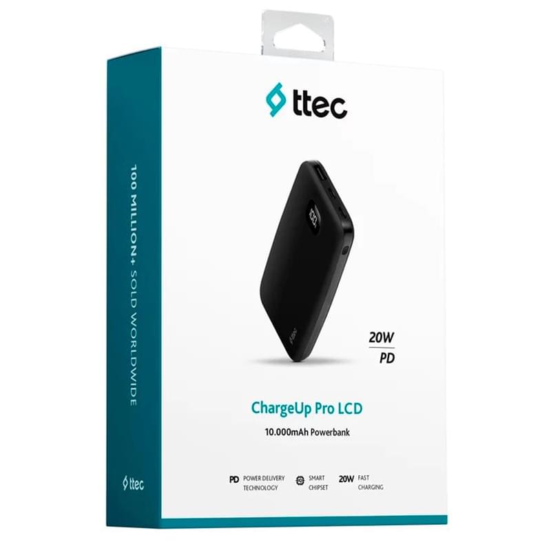 Внешний аккумулятор ttec ChargeUp Pro LCD 10.000mAh PD 20W Black (2BB209S) - фото #6, Technodom.kz
