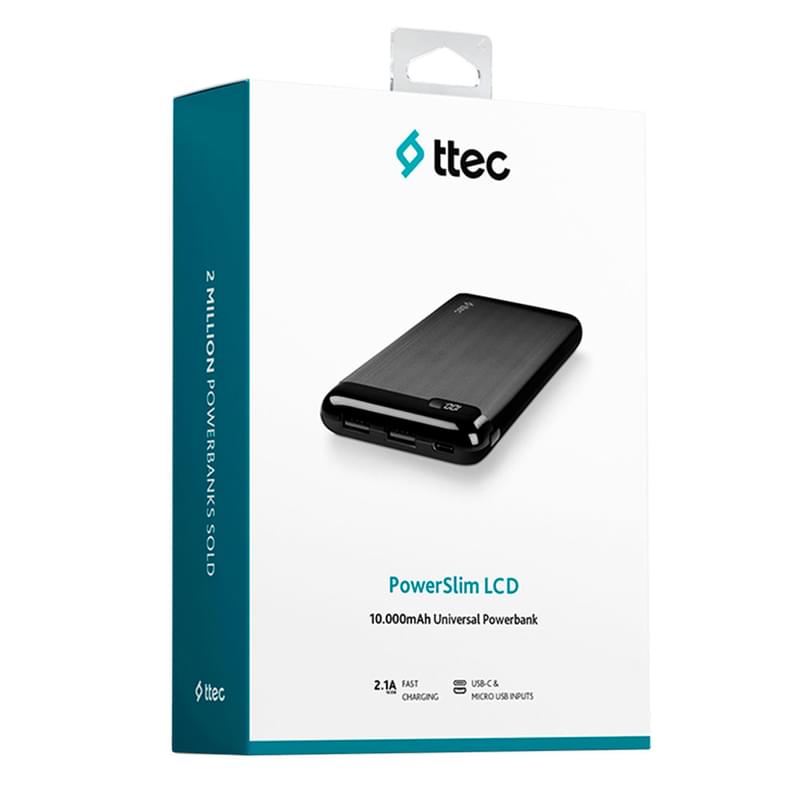 Внешний аккумулятор TTEC PowerSlim LCD 10000 mAh, Black (2BB183S) - фото #6, Technodom.kz