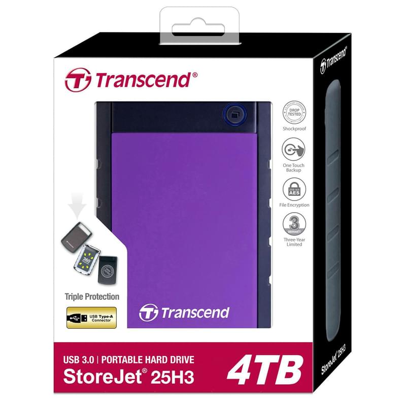 Внешний HDD 2.5" (USB 3.1 Gen 1) 4TB Transcend TS4TSJ25H3P - фото #5, Technodom.kz