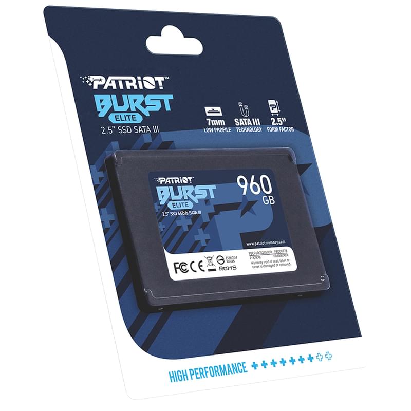 Ішкі SSD 2.5" 7мм 960GB Patriot BURST ELITE SATA-III 3D QLC (PBE960GS25SSDR) - фото #3, Technodom.kz