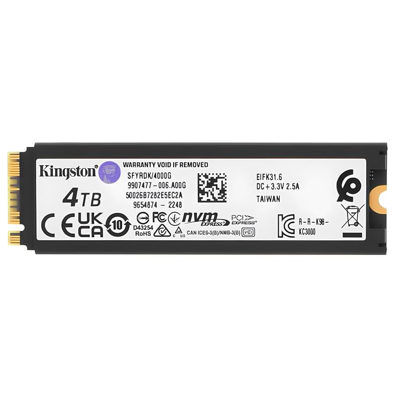 Внутренний SSD M.2 2280 4TB Kingston FURY Renegade PCIe 4.0 x4 NVMe 3D TLC [SFYRDK/4000G] - фото #2, Technodom.kz
