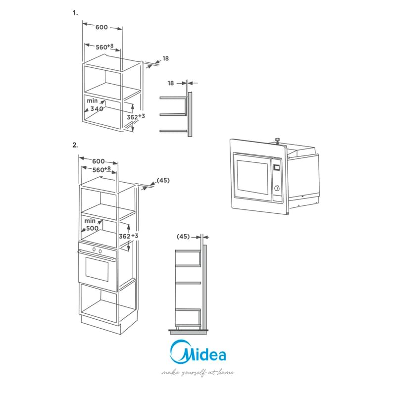 Кіріктірілген микротолқынды пеш Midea MMWB204BB-SS - фото #4, Technodom.kz