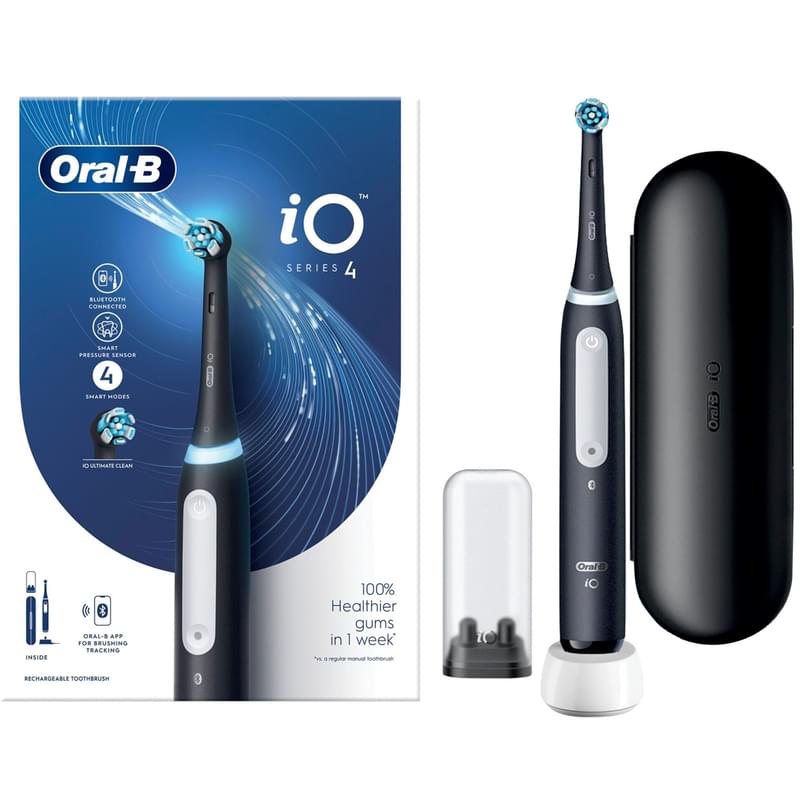Электрическая зубная щётка Oral-B iO Series 4 Matte Black, Чёрная - фото #2, Technodom.kz