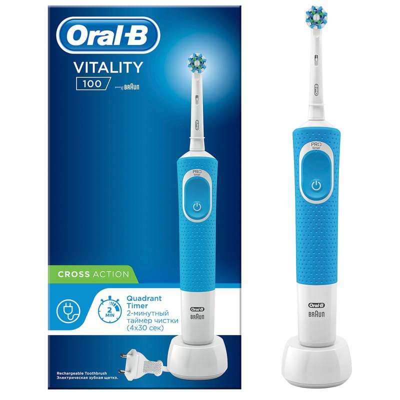 Зубная щетка Oral-B Vitality D100 Сross Action, Blue - фото #0, Technodom.kz