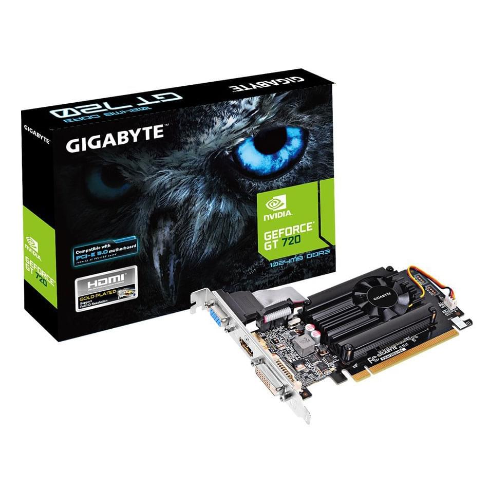 Видеокарта Gigabyte Nvidia GeForce GT 720 1Gb (VGA+DVI+HDMI)(GV-N720D3-1GL)  - купить по лучшей цене в Алматы | интернет-магазин Технодом