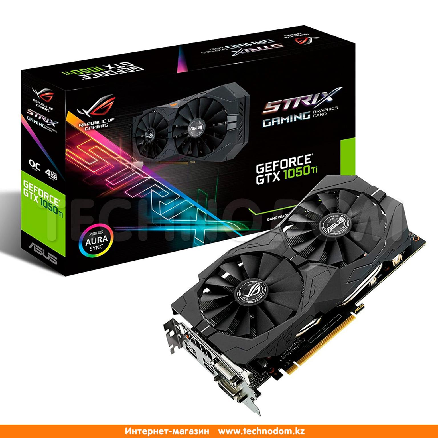 Видеокарта Asus GeForce GTX 1050TI Strix Gaming 4Gb 128bit GDDR5  (STRIX-GTX1050TI-O4G-GAMING) - купить по лучшей цене в Алматы |  интернет-магазин Технодом