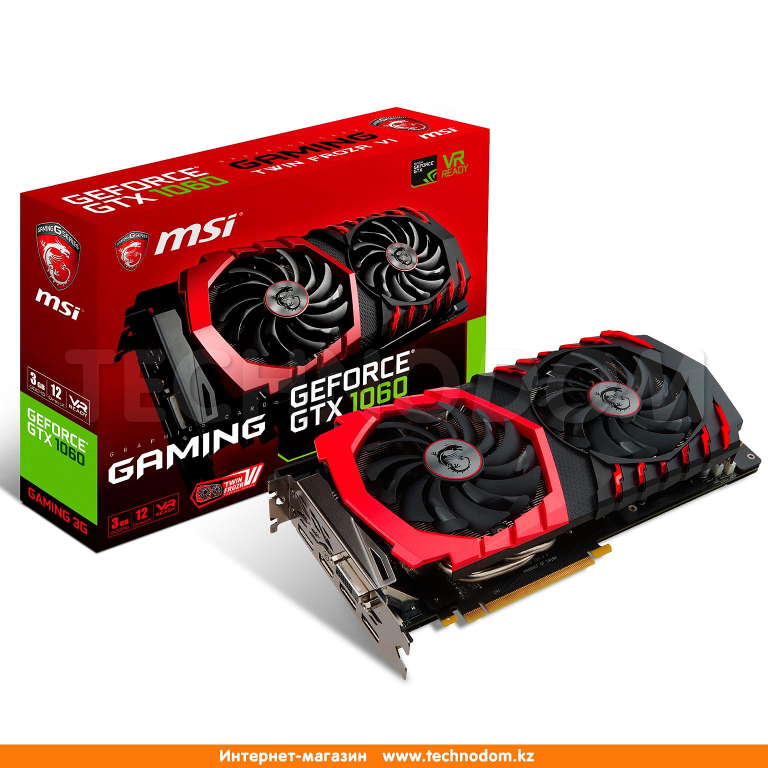 Видеокарта MSI GeForce GTX 1060 GAMING X 3G 3Gb 192bit/G5 (HDMI+3DP+DVI-D)  - купить по лучшей цене в Алматы | интернет-магазин Технодом